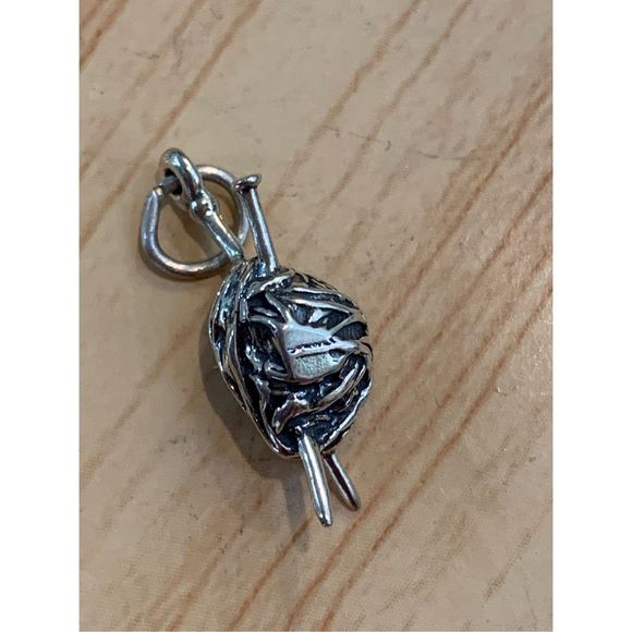 Yarn Knitting Sterling Silver Jewelry Charm #hobby - Picture 1 of 3